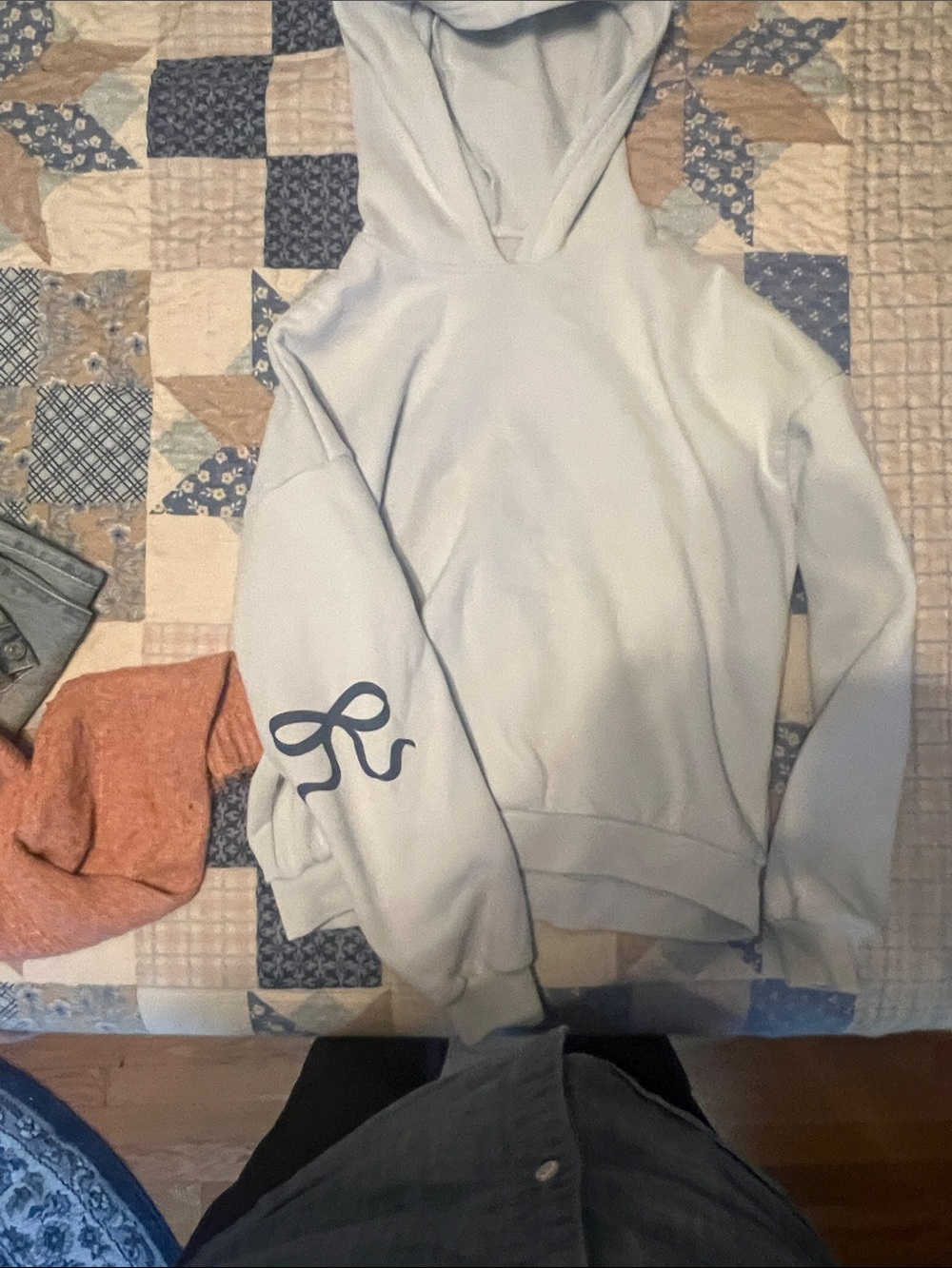 Edikted Light Blue Women's Hooded Pullover Sweatshirt with Sleeve Script